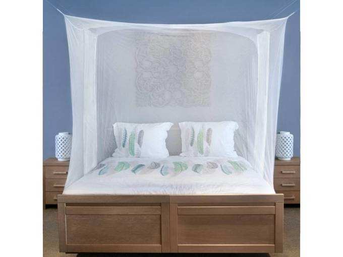 Daksh Gift Gallery Poly Cotton White Mosquito Net (King Size Bed, Size-8 x 8)