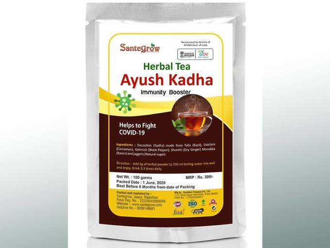 Santegrow Ayush Kadha Natural &amp; Ayurvedic Immunity Booster - Ingredients(Tulsi,Dalchini,Kali Mirch,Shunthi,Munakka)