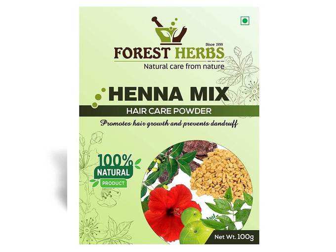 Forest Herbs 100% Natural Organic Henna Mix Powder With Amla, Shikakai, Hibiscus, Bhringraj, Neem, Methi Powder For Hair Colour &amp; Conditioning - 100Gms