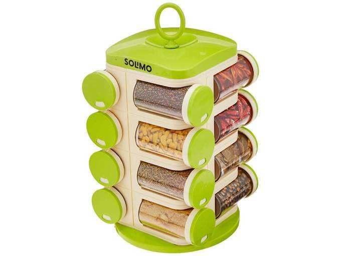 Amazon Brand - Solimo Revolving Spice Rack set (16 pieces)