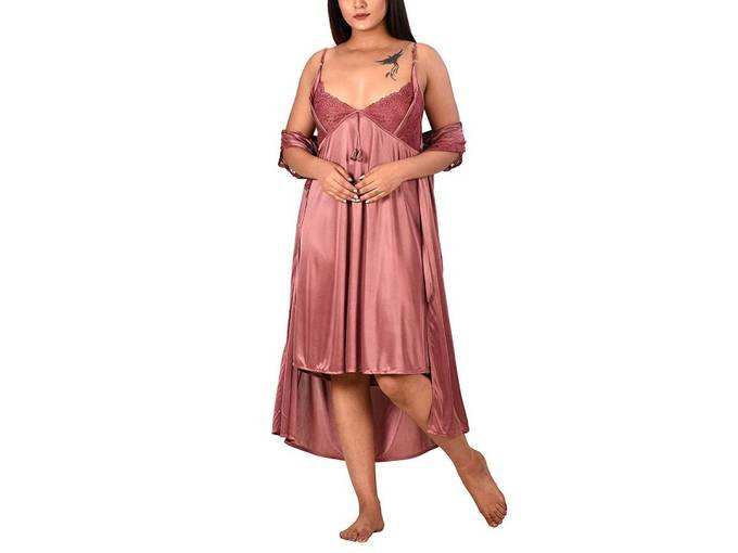 PIU Womens Satin Babydoll Chemise Short Nighty