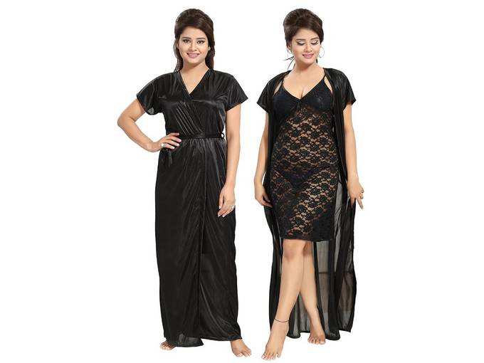 Noty 2 Pc Womens Hot Night Robe and Night Slip