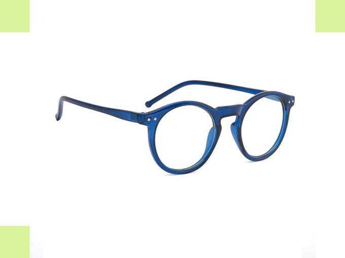 Dervin Raised Retro Oval Unisex Glasses Spectacle Frames for Men Women Boys Girls (Blue-Transparent)