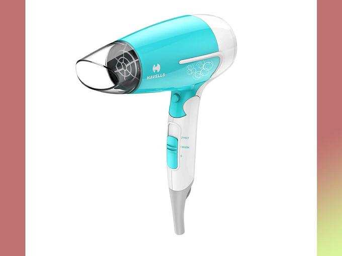 Havells HD3151 1600W Foldable Hair Dryer, 3 Heat (Hot/Cool/Warm) Settings with Cool Shot button (Turquoise)