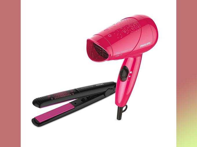 Philips HP8643/46 Styling Kit with Straightener and Dryer (Pink/Black)