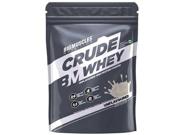 Bigmuscles Nutrition Crude Whey 1kg, Whey Protein Concentrate 80%, 24g Protein, 5.5g BCAA, 4 g Glutamine