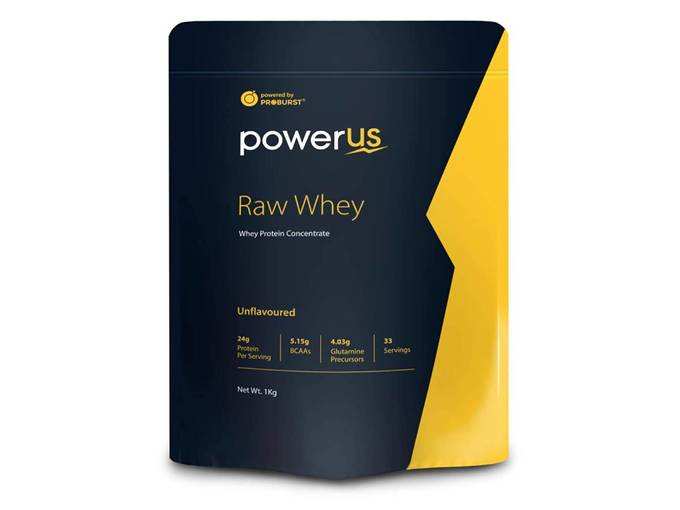 Powerus Raw Whey Protein Powder 1Kg | 80% Concentrate Whey | 33 Servings | 24 gm Protein, 5.1 gms BCAA and 4 gms Glutamine Per Serving - Unflavoured