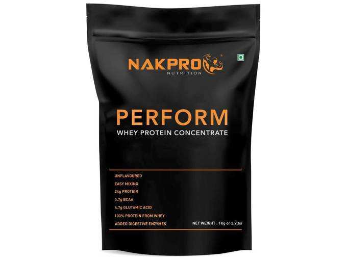 NAKPRO Perform Whey Protein Concentrate with Added Digestive Enzymes, Raw Whey Protein 1kg Supplement Powder - Unflavoured