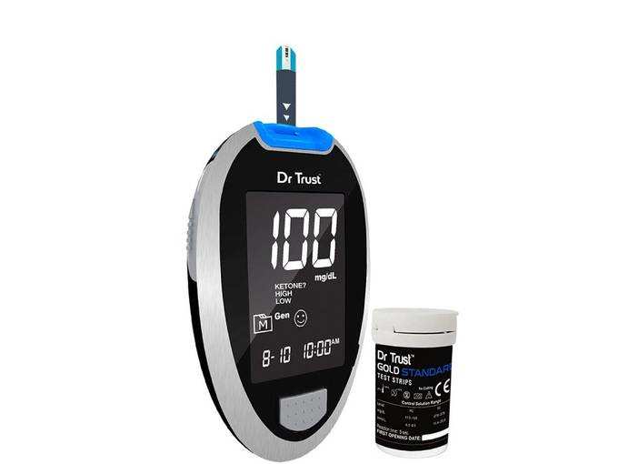 Dr TrustFully Automatic Blood Sugar Testing Glucometer Machine with 10 Strips(Black)