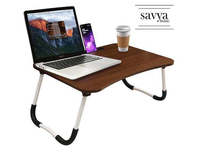 Savya home­® Multifunction Wooden Foldable Bed Table- LA (Standard, Walnut)