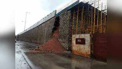 गोवा हायवेवरचा नवा रस्ता खचला, उड्डाणपूल पूर्ण होण्यापूर्वी भिंत कोसळली
