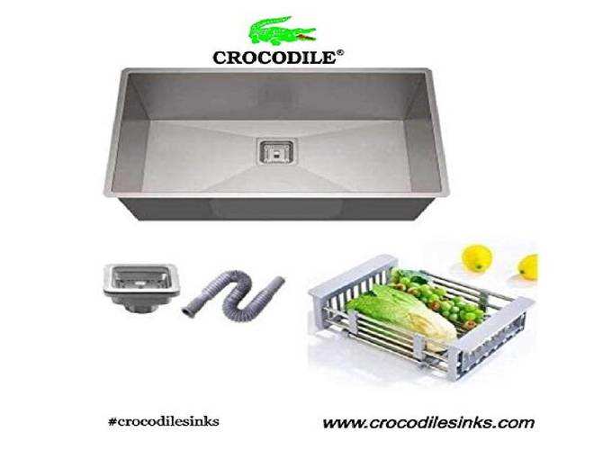 CROCODILE 304 Single Bowl Steel Handmade Sink (24x18x10 &amp; Other Sizes)