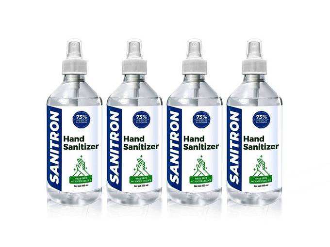 SANITRON Liquid Spray Hand Sanitizer - with 75% Isopropyl alcohol (IPA) - 500 ml *4 (2 litre)