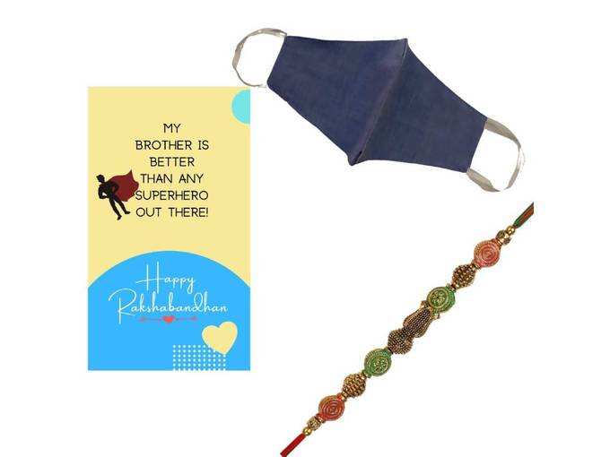 Accessorisingg Combo of Cotton Mask and Rakhi for Brother | Rakshabandhan 2020