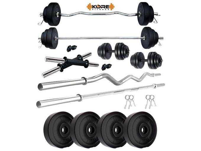 Kore PVC 12 Kg Combo Home Gym Kit with Gym Rods + 2 x 14” Dumbbell Rods