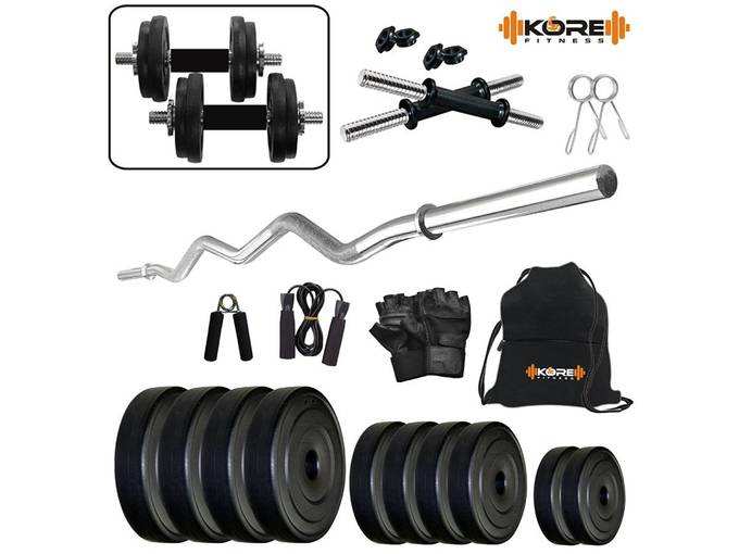 Kore PVC 12 Kg Combo Home Gym Kit with Gym Rods + 2 x 14” Dumbbell Rods