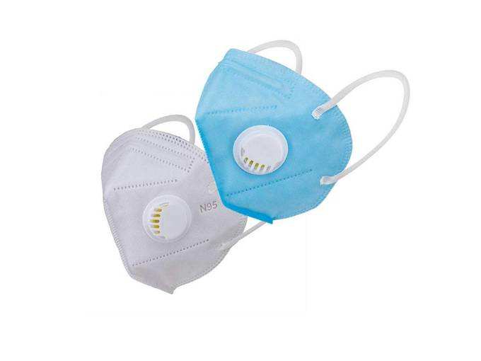 N95 Anti Virus, Air Purifier 5 Layer Mask with Respirator Filter and Nose Clip Protection for Nose, Mouth (CE-FDA-Gem &amp; ISO Approved) (White Blue Pack of 2)