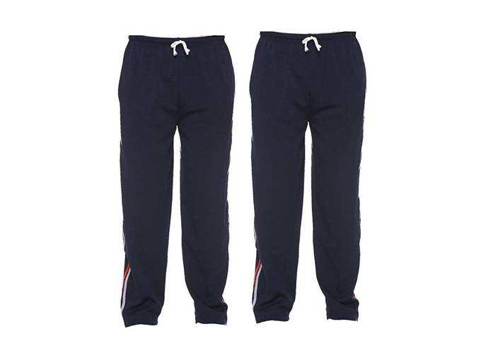 VIMAL JONNEY Navy Blue Striped Cotton Blended Trackpants for Men (Pack of 2)-D6NVY_D6NVY_02-P