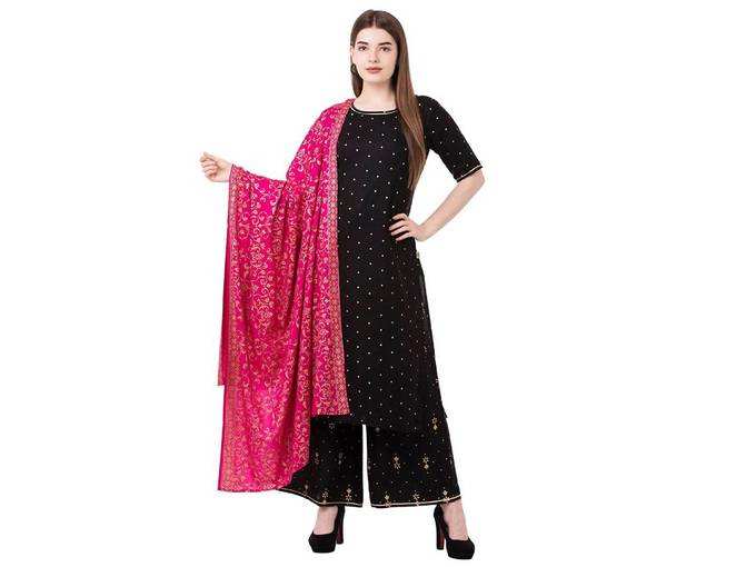 Sanganeri Kurti Women&#39;s Rayon Salwar Suit