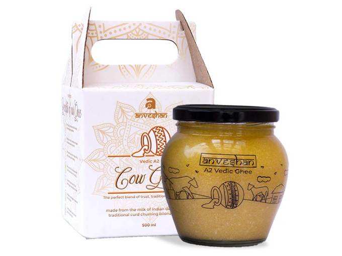 Anveshan A2 Vedic Bilona Cow Ghee in Glass Jar 500 ML