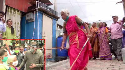 shantabai pawar : आजीबाईच्या लाठीची जादू चालली; गृहमंत्र्यांनी करामती पाहून दिली एक लाखाची रोख मदत