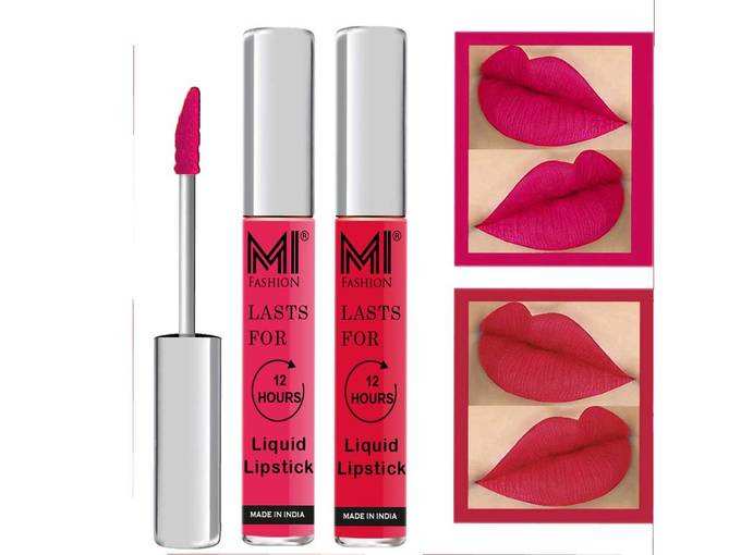 MI Fashion Go Local for Vocal Made in India Waterproof Liquid Matte Lipsticks Combo of 2 Pcs 3ml each - Magenta Liquid Lipstick, Spring Pink Liquid Lipstick