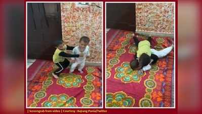 Adorable Video : ಚಿಣ್ಣರ ರೆಸ್ಲಿಂಗ್ ನೋಡಿದ್ದೀರಾ...?: ಕ್ಯೂಟ್ ಆಗಿದೆ ಪುಟಾಣಿಗಳ ಆಟ