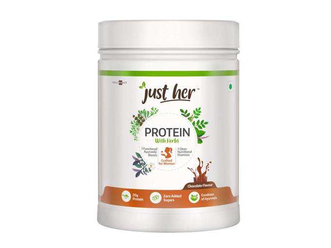 JustHer Protein with Herbs Exclusively for Women, 7 Ayurvedic Blends, 7 clean nutrition promises, Zero Added Sugar, Preservatives Free, Gluten Free, 1.1 lb...