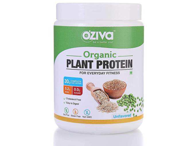 OZiva Organic Plant Protein, 500g, Unflavored (30g Protein, Organic Pea Protein Isolate + Organic Brown Rice Protein, Soy Free)