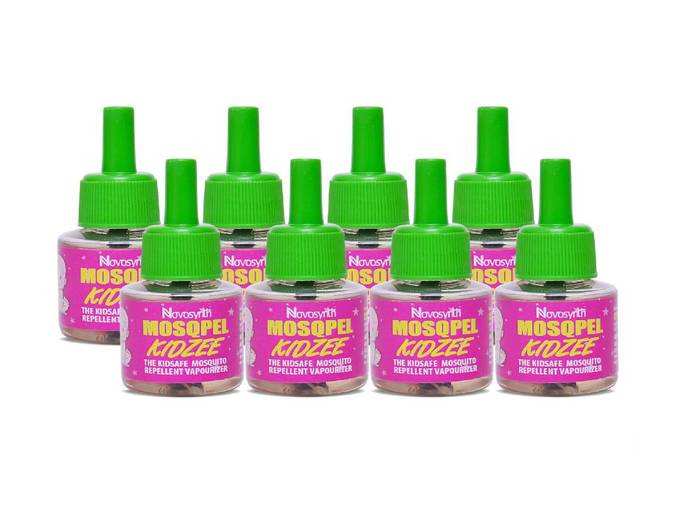 Novosynth Safe and Natural Mosqpel Kidzee Herbal Mosquito Vaporizer, 45 ml - Pack of 8