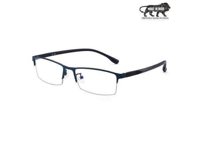 Optify® Half Rim Blue Cut Light Blocking Glasses Reduce Eye Strain Computer Video Game Eyeglasses Men Women Make In india
