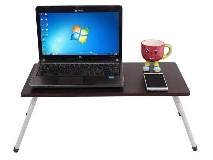 Maverick Multipurpose (Made in India) Laptop/Bed Table with Non-Skid Foldable Legs (Wenge, Steel/Dark)