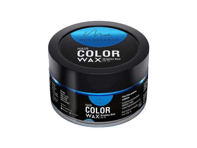 Men Deserve Hair Styling Color Wax For Strong Hold And Volume For Highlights, Parties And Special Occasions (60 ML, Brighten Blue)