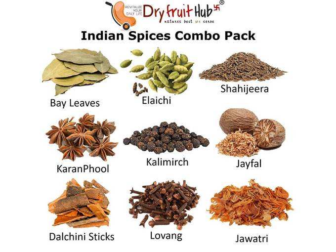 Dry Fruit Hub Whole Spices Combo Pack 500 Grams (Lawang 100gms,elaichi 100gms,dalchini 100gms,Shahi jeera 100gms,Starflower 50gms Bay Leaves 50gms) Whole...