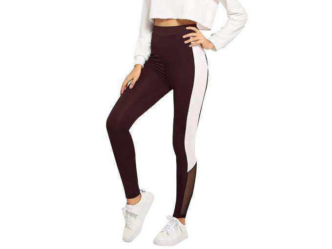 BLINKIN Mesh Yoga Gym Dance Workout and Active Sports Fitness Polyester Leggings Tights with Mesh for Women|Girls(1869)