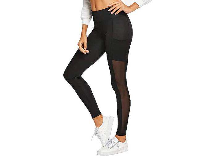 BLINKIN Mesh Gym wear Leggings Ankle Length Workout Active wear | Stretchable Tights | High Waist Sports Fitness Yoga Track Pants for Women|Girls(Polyester Fabric)(7800)