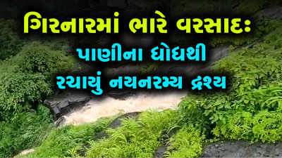 જુનાગઢમાં ધોધમાર વરસાદઃ ગિરનારમાં પાણીના ધોધથી રચાયું નયનરમ્ય દ્રશ્ય 