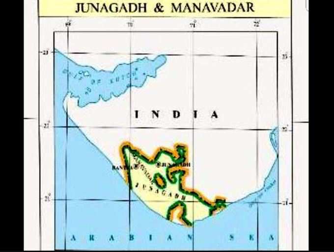 પાકિસ્તાનના નકશામાં જૂનાગઢ અને માણાવદર