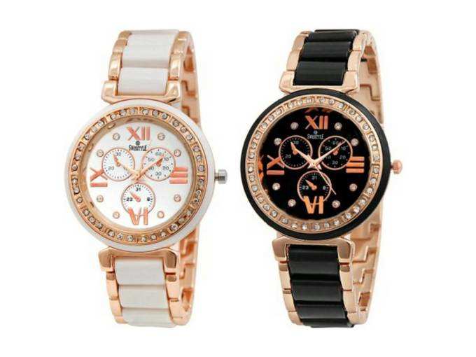 Swisstyle Combo of 2 Analogue White Dial Womens Watches-Ss-703W-703B