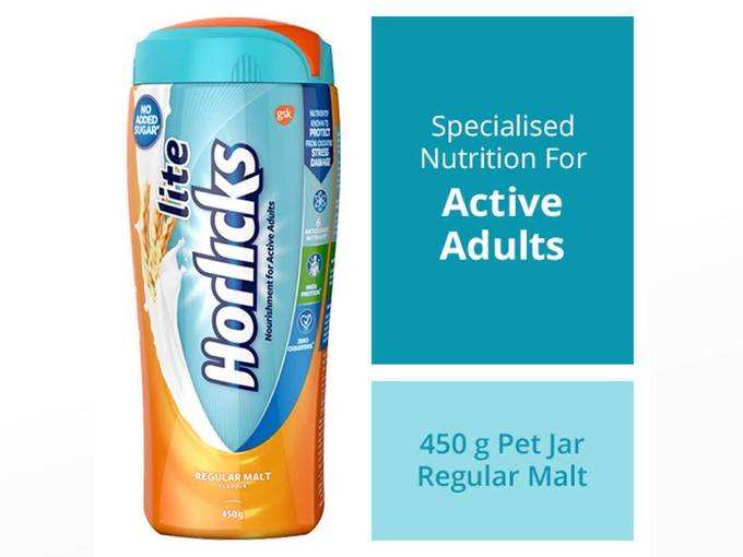 Horlicks Lite - Health and Nutrition drink (Regular Malt) 450gm Pet Jar