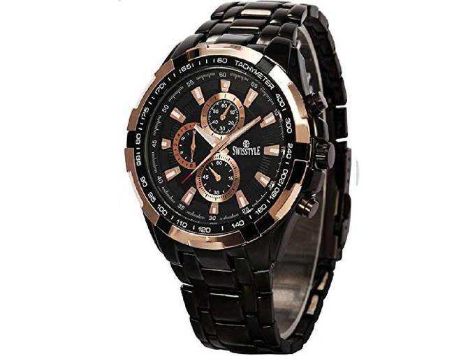 SWISSTYLE Analogue Men&#39;s Watch (Black Dial Black Colored Strap)