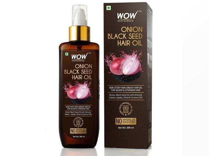WOW Skin Science Onion Black Seed Hair Oil - Controls Hair Fall - No Mineral Oil, Silicones &amp; Synthetic Fragrance - 200mL
