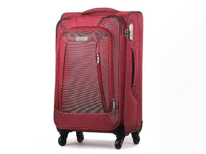 The Clownfish Globetrotter Series Polyester 24 Inch Crimson Red Softsided Suitcase Luggage Trolley Bag