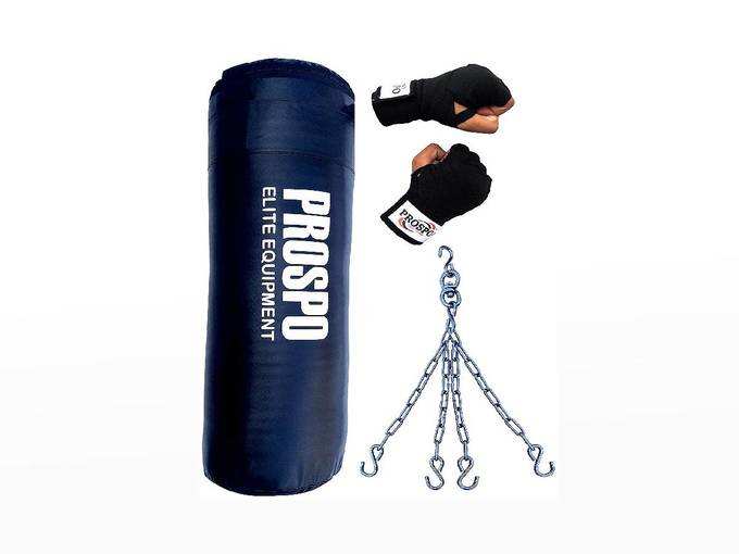 PROSPO 36-inch Black Synthetic SRF Punching Bag with Hand Wrap and Chain