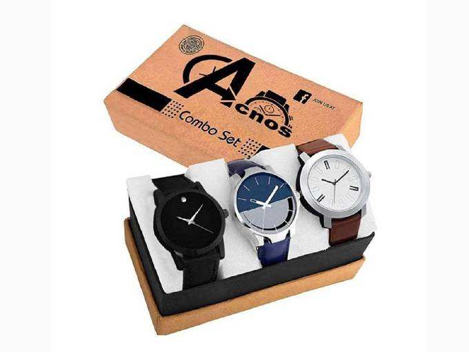 Acnos Stylist Analog Watch Combo Set for Men Pack of - 3 (433-21-24)