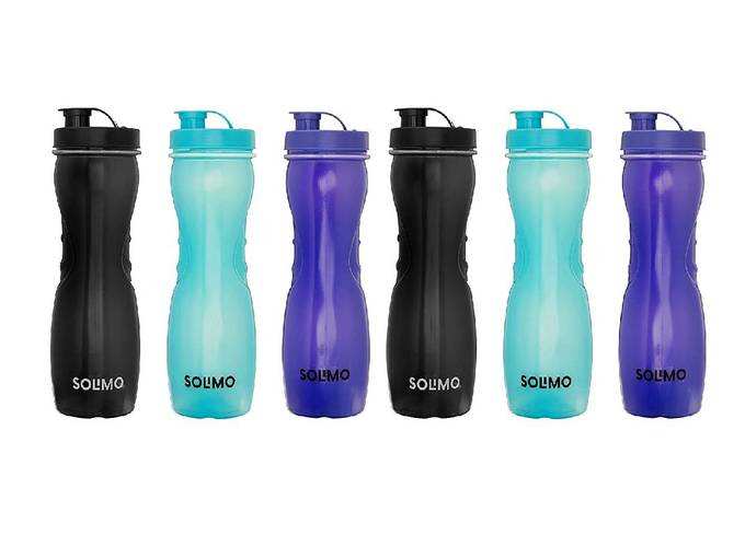 Amazon Brand - Solimo Plastic Water Bottles (Set of 6, 1000ml, Frigo, Multicolour)