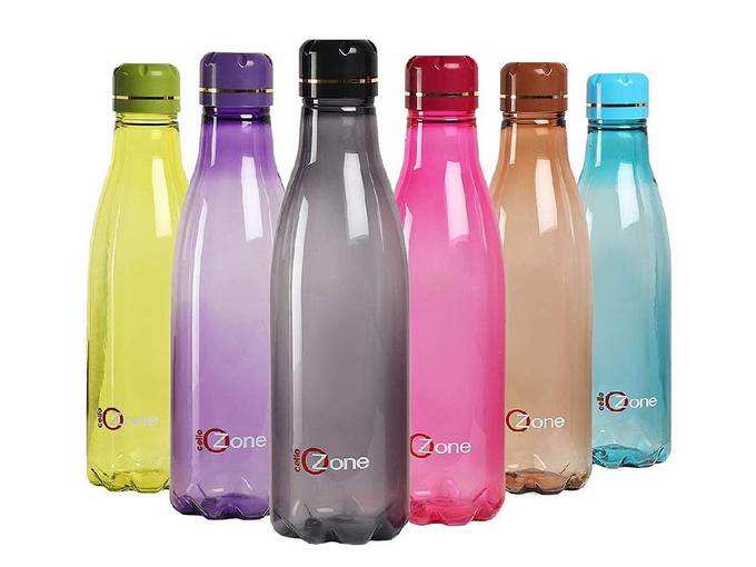 Cello Ozone Plastic Water Bottle Set, 1 Litre, Set of 6, Assorted