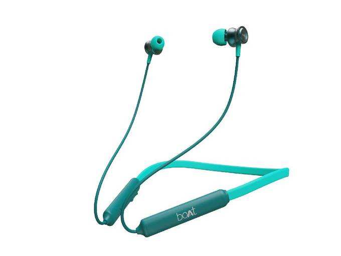 boAt Rockerz 185 Wireless Neckband with BT v5.0, Immersive Audio, Dual Pairing, IPX4 Water Resistance, Magnetic Earbuds, Up to 15H Playback(Blue Bliss)