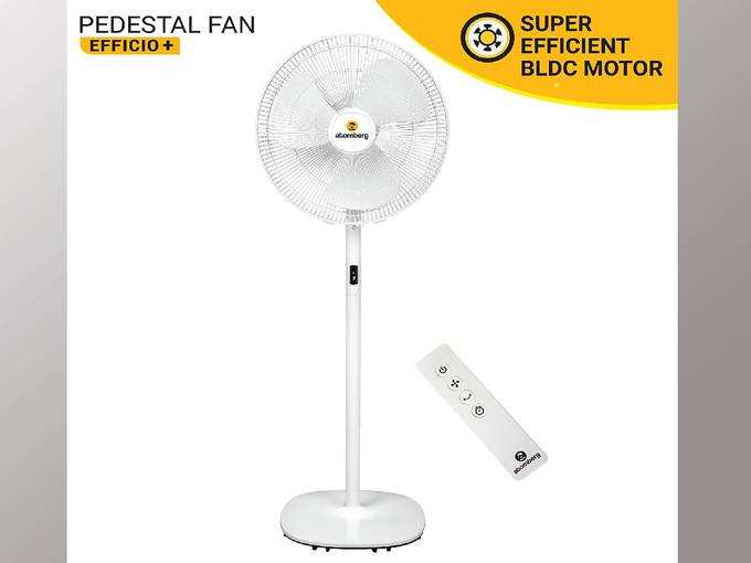 Atomberg Efficio+ 400mm BLDC motor Energy Saving Pedestal Fan with Remote Control (White,Pack of 1)