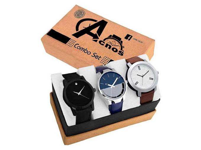 Acnos Stylist Analog Watch Combo Set for Men Pack of - 3 (433-21-24)